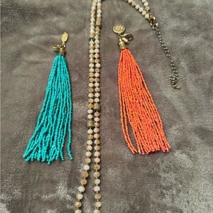 Plunder Elegant Beaded Tassel Necklace Set
